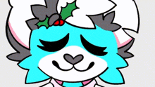 a cartoon of a cat with a holly on its head