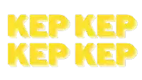 a white background with yellow letters that say kep kep kep