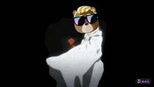 a cartoon of a teddy bear wearing sunglasses and a cape with 3look written on the bottom