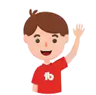 a cartoon boy wearing a red shirt with the number 16 on it