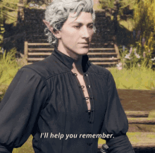 a man in a black shirt with the words i 'll help you remember below him