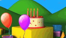 Birthday Cake Birthday Balloons GIF