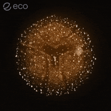 a picture of a firework display with the word eco on the bottom