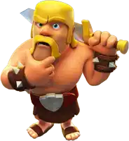 clash of clans barbarian holding a sword and wearing a yellow helmet