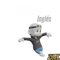 a cartoon character is wearing a sweatshirt that says zhot on it