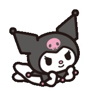 a black and white cartoon character with a skull on her head .