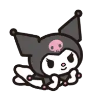 a black and white cartoon character with a skull on her head .