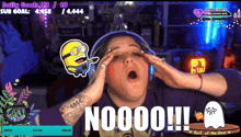 a woman with a tattoo on her arm says nooo