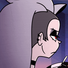 a cartoon character with a shaved head is looking at something