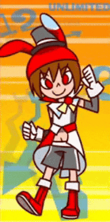 a cartoon character is wearing a top hat and gloves