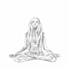 meditating levitating sketch girl