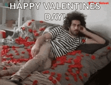 Happy Valentines Day Petals GIF - Happy Valentines Day Petals Bed GIFs