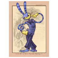 a drawing of a rabbit with the words " were all mad here i 'm mad your mad " at the bottom