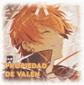 a drawing of a man with the words propiedad de valen written below him