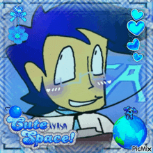 a picture of a cartoon character with cute space written on it