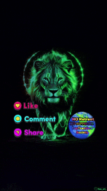 a picture of a lion with the words like comment share