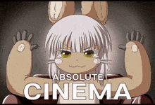 a cartoon of a rabbit with the words absolute cinema behind her