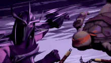 teenage mutant ninja turtles shredder and raphael fighting