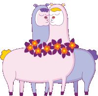Two Llamas Kissing Sticker - Drama Llama Funny Animals Pout Stickers