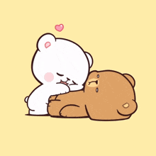 a cartoon of a teddy bear hugging another bear