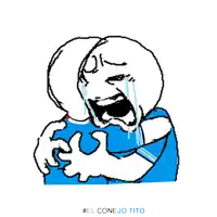 a cartoon drawing of a man crying with #el conejo tito at the bottom