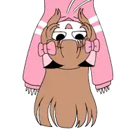 a cartoon drawing of a girl wearing a pink shirt