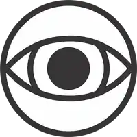 a black and white circle with an eye in the center