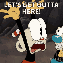 lets get outta here cuphead the cuphead show lets leave now lets escape