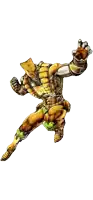 a cartoon drawing of dio from jojo 's bizarre adventure jumping in the air