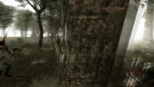 a video game scene with soldiers and a barrel that says tnt