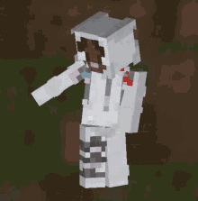 a minecraft character is wearing a white hoodie with a hood .