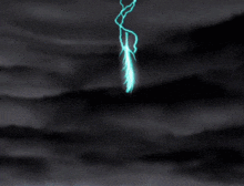 a drawing of a lightning bolt in the dark sky