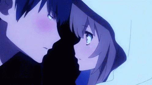 A lovely anime couple that kiss on a bench  Arthubai