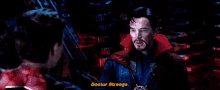 doctor strange is talking to spider-man in a dark room .