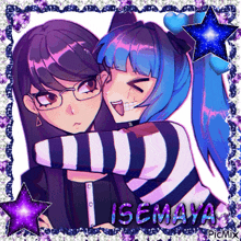 a picture of two anime girls with the name isemaya