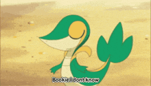 a cartoon of a snake with the words bookie i dont know below it