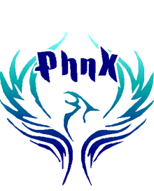 a logo for phnx with a phoenix and leaves