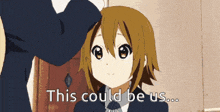a picture of a girl with the words " this could be us "