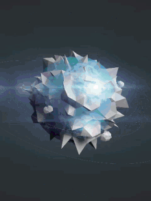 a drawing of a purple and blue object with a green ball in the middle