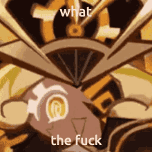 a picture of a cartoon character with the words what the fuck on it