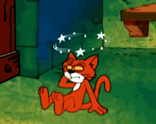 Azrael The Smurfs GIF - Azrael The Smurfs Knocked Out Cat GIFs