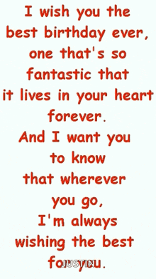 a quote that says " i wish you the best birthday ever "