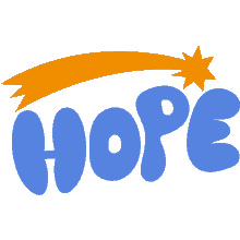 hope yellow shooting star above hope in blue bubble letters believe have faith positive