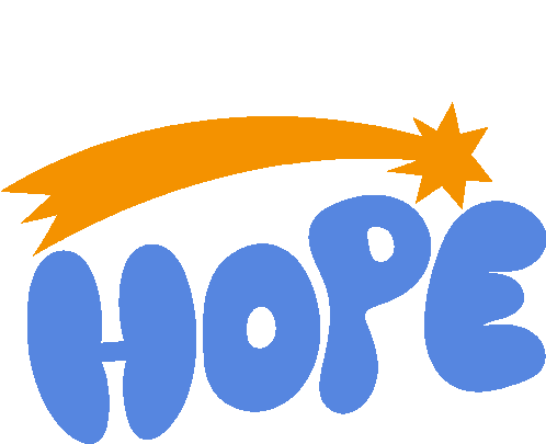 Hope Yellow Shooting Star Above Hope In Blue Bubble Letters Sticker - Hope Yellow Shooting Star Above Hope In Blue Bubble Letters Believe Stickers