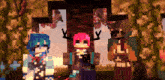 a group of minecraft characters are posing for a picture