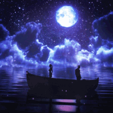 Romantic Couple In Moonlight Moonlight GIF - Romantic Couple In Moonlight Moonlight Boat GIFs