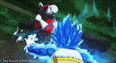 a video game character is fighting another character in a video game .