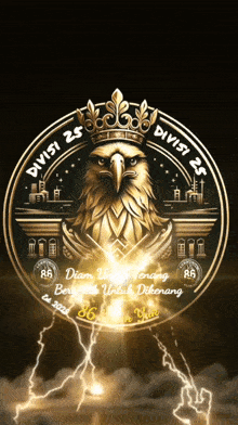 a gold eagle with a crown on its head is in a circle that says divisi 25