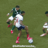 a group of soccer players on a field with the hashtag @bahiadaresenha_ on the bottom