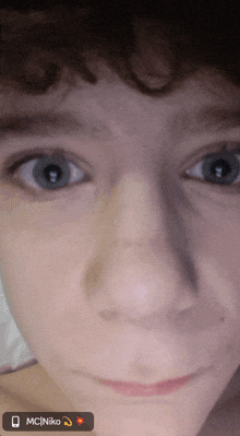 a close up of a person 's face with the name mc niko visible